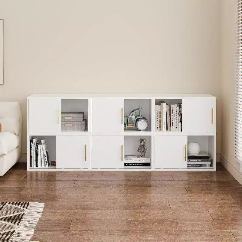 Organisateur de rangement Heynemo Cube avec porte coulissante, étagère empilable, système de rangement modulaire en bois