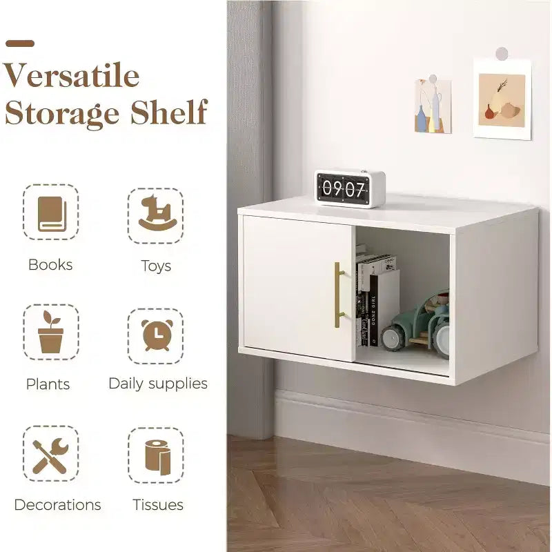 Organisateur de rangement Heynemo Cube avec porte coulissante, étagère empilable, système de rangement modulaire en bois