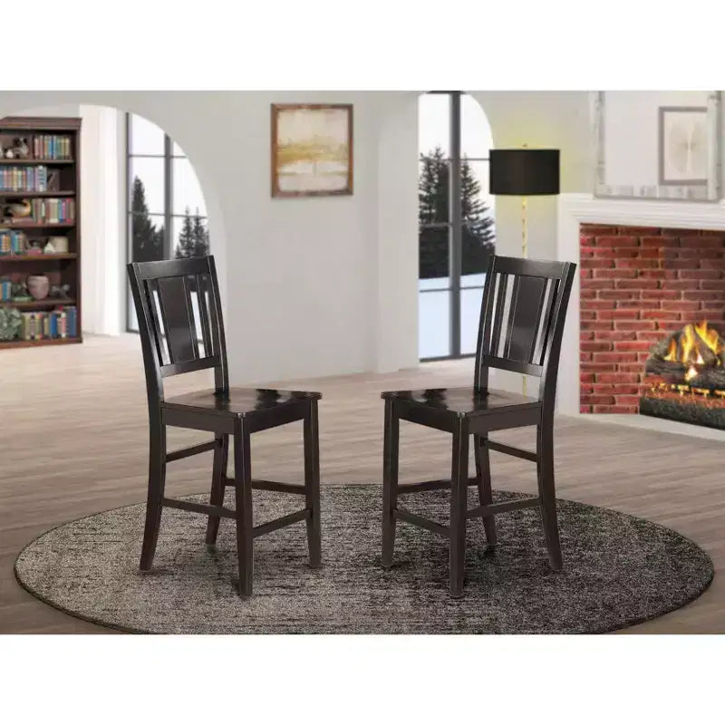 HomeStock Buckland Sièges de tabouret de comptoir en bois, finition acajou, lot de 2