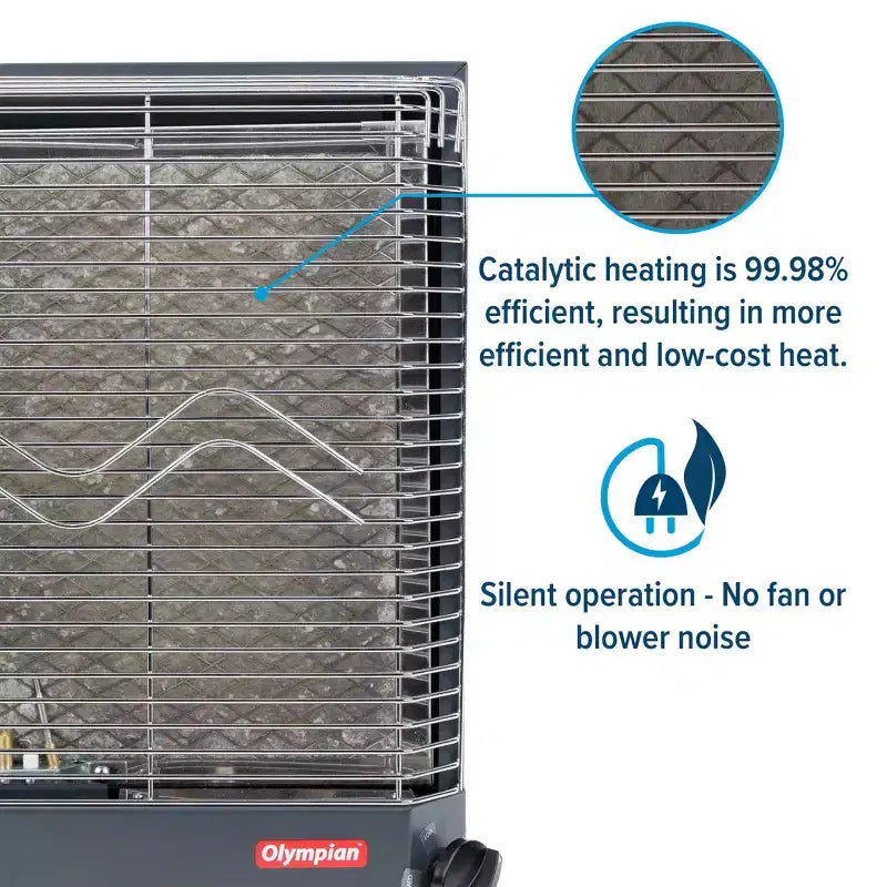 Chauffage catalytique portatif Camco Olympian Wave-6 pour VR, maison ou bureau, réglable de 3 200 à 6 000 BTU, à utiliser uniquement dans des endroits ventilés