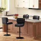 HOMCOM Lot de 2 tabourets de bar hauteur de bar avec siège réglable, coussin épais et repose-pieds en métal pour bar à la maison