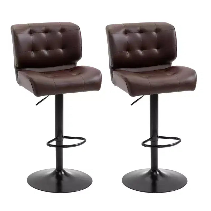 HOMCOM Lot de 2 tabourets de bar hauteur de bar avec siège réglable, coussin épais et repose-pieds en métal pour bar à la maison