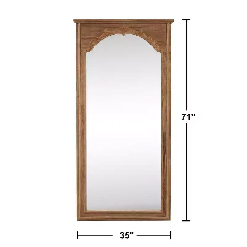 Miroir Psyché en Bois Massif Sculpté Fleur de Cerisier - 180x90x4cm (Support Non Inclus)