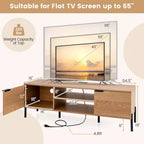 Meuble TV Costway 2 portes avec station de charge, centre de divertissement pour TV jusqu'à 65 pouces