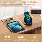 Meuble TV Costway 2 portes avec station de charge, centre de divertissement pour TV jusqu'à 65 pouces