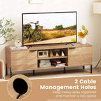 Meuble TV Costway 2 portes avec station de charge, centre de divertissement pour TV jusqu'à 65 pouces