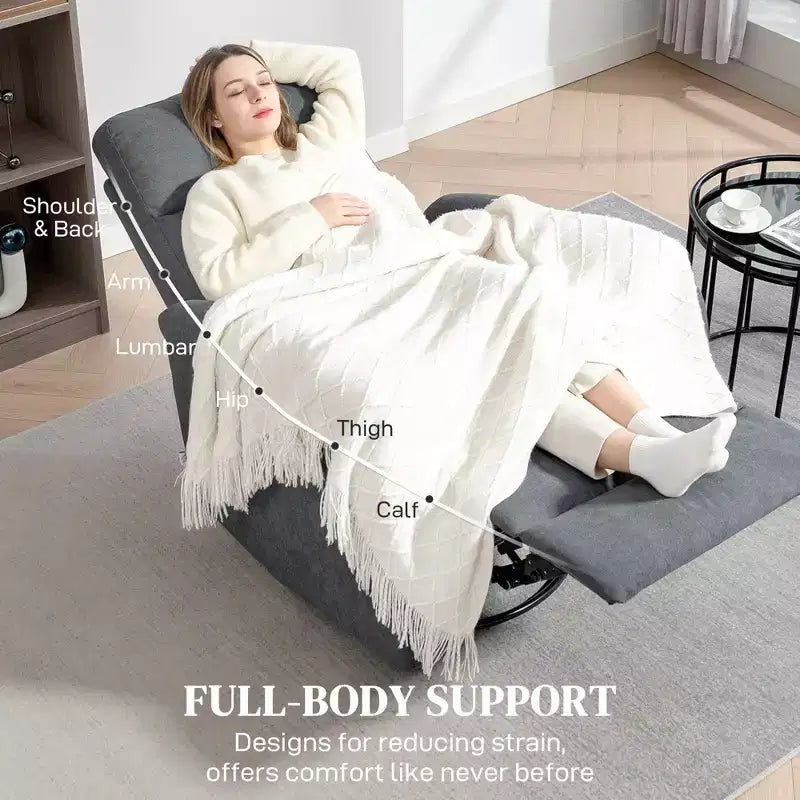 Fauteuil inclinable pivotant HOMCOM, large canapé à bascule avec ressorts ensachés, repose-pieds, fauteuil inclinable rembourré en tissu, montage rapide