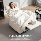 Fauteuil inclinable pivotant HOMCOM, large canapé à bascule avec ressorts ensachés, repose-pieds, fauteuil inclinable rembourré en tissu, montage rapide