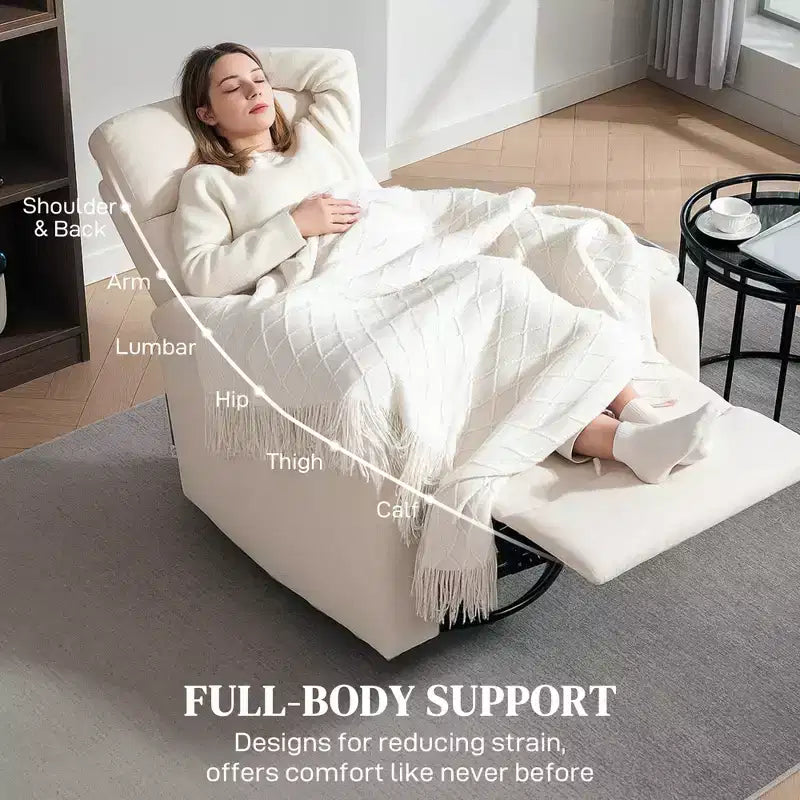 Fauteuil inclinable pivotant HOMCOM, large canapé à bascule avec ressorts ensachés, repose-pieds, fauteuil inclinable rembourré en tissu, montage rapide
