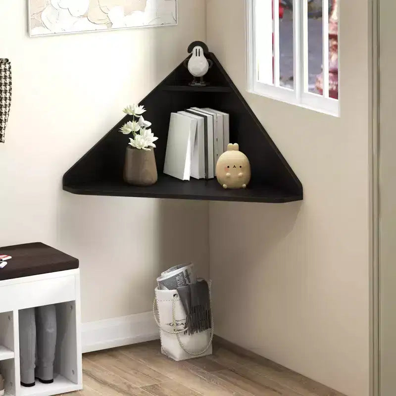Bureau d'ordinateur flottant d'angle Costway, bureau d'étude mural avec étagère de rangement, blanc/noir