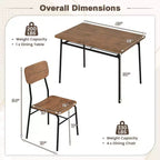 Ensemble table et 4 chaises de cuisine carrées Costway 5 pièces en bois avec étagère de rangement à cadre métallique
