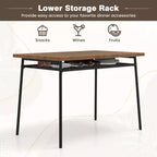 Ensemble table et 4 chaises de cuisine carrées Costway 5 pièces en bois avec étagère de rangement à cadre métallique
