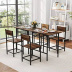Costway Ensemble table et chaises de salle à manger rectangulaire 3 pièces en bois avec cadre en métal marron/gris