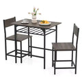 Costway Ensemble table et chaises de salle à manger rectangulaire 3 pièces en bois avec cadre en métal marron/gris