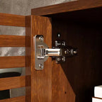 Meuble TV console multimédia Famapy en marron rustique à lattes avec grand espace de rangement