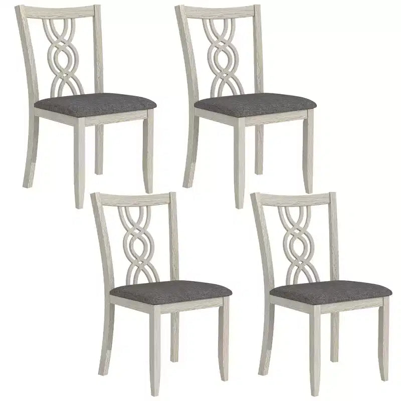 Chaises de salle à manger rustiques en bois VECELO, chaises de cuisine en bois d'hévéa avec siège rembourré et dossier creux élégant, gris