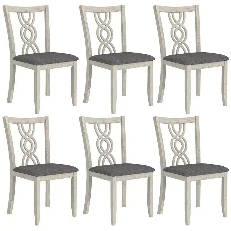 Chaises de salle à manger rustiques en bois VECELO, chaises de cuisine en bois d'hévéa avec siège rembourré et dossier creux élégant, gris