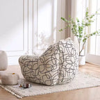 FERPIT Fauteuil poire rembourré en mousse haute densité, fauteuil pouf moelleux avec accoudoirs pour salon, chambre à coucher