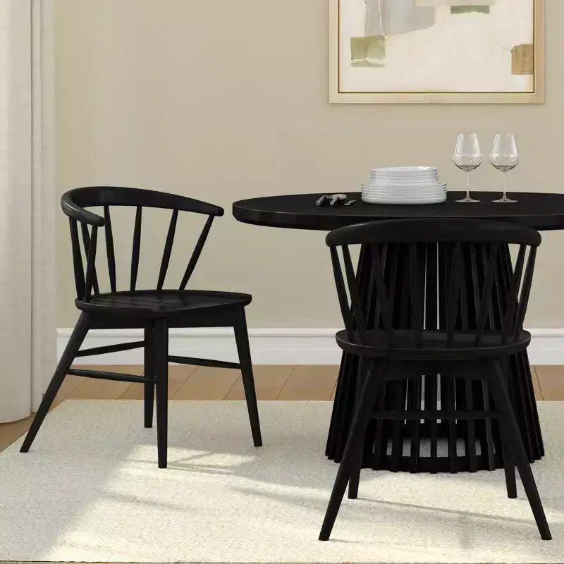 Lot de 2 chaises de salle à manger Plank+Beam, chaise de cuisine en bois massif
