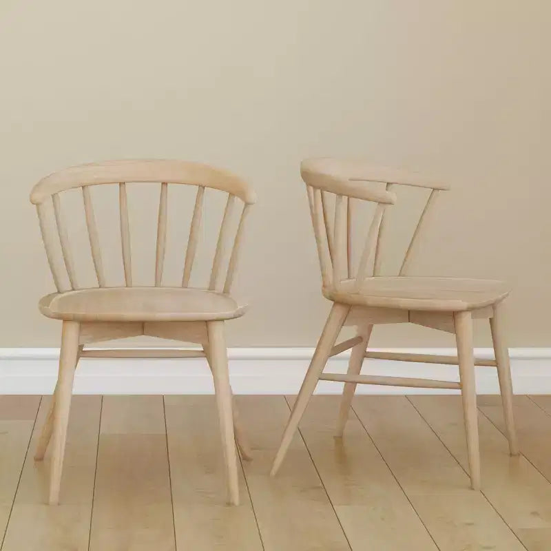 Lot de 2 chaises de salle à manger Plank+Beam, chaise de cuisine en bois massif