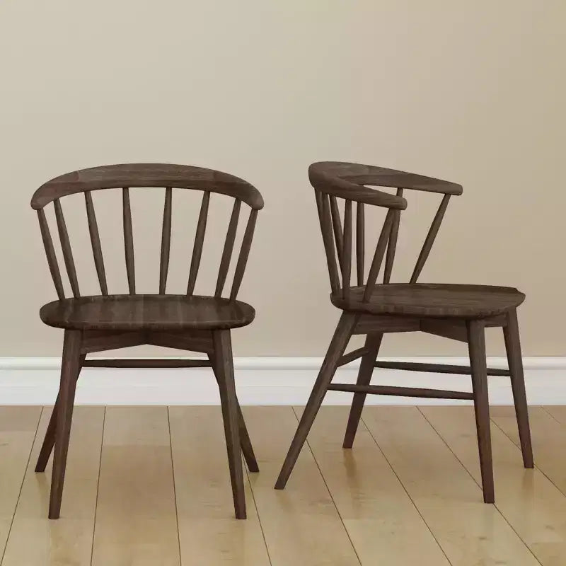 Lot de 2 chaises de salle à manger Plank+Beam, chaise de cuisine en bois massif