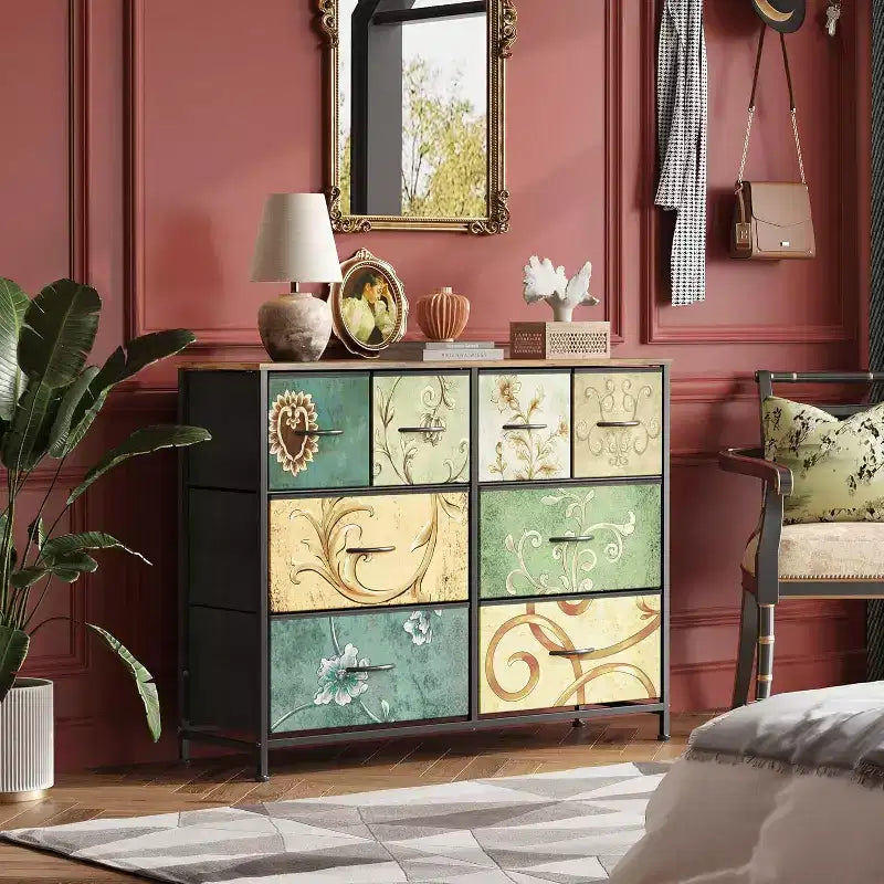 Commode à 8 tiroirs GALAXHERO, commode de rangement large en tissu pour chambre à coucher, placard, entrée