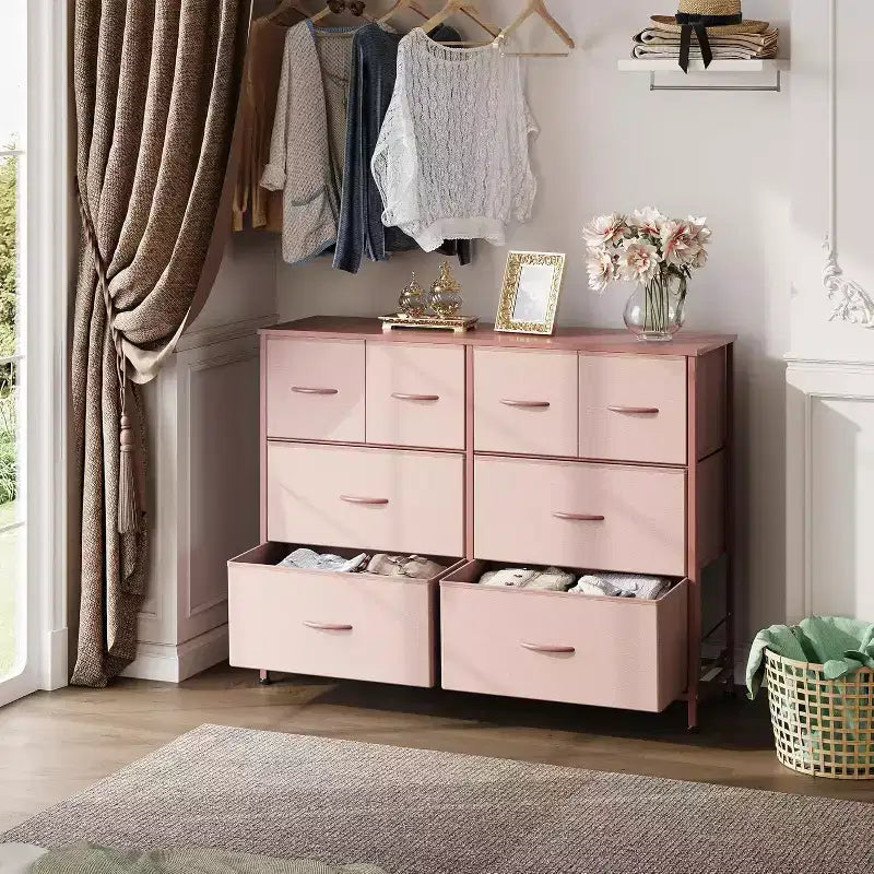 Commode à 8 tiroirs GALAXHERO, commode de rangement large en tissu pour chambre à coucher, placard, entrée