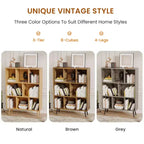 Hyleory Étagère Décorative de 80 cm, Bibliothèque, Étagère de Rangement à 3 Niveaux et 8 Modules avec 4 Pieds en Bois Massif