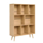 Hyleory Étagère Décorative de 80 cm, Bibliothèque, Étagère de Rangement à 3 Niveaux et 8 Modules avec 4 Pieds en Bois Massif