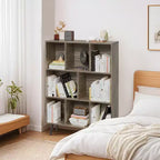 Hyleory Étagère Décorative de 80 cm, Bibliothèque, Étagère de Rangement à 3 Niveaux et 8 Modules avec 4 Pieds en Bois Massif
