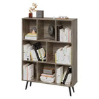 Hyleory Étagère Décorative de 80 cm, Bibliothèque, Étagère de Rangement à 3 Niveaux et 8 Modules avec 4 Pieds en Bois Massif