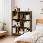 Hyleory Étagère Décorative de 80 cm, Bibliothèque, Étagère de Rangement à 3 Niveaux et 8 Modules avec 4 Pieds en Bois Massif