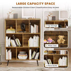 Hyleory Étagère Décorative de 80 cm, Bibliothèque, Étagère de Rangement à 3 Niveaux et 8 Modules avec 4 Pieds en Bois Massif