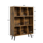 Hyleory Étagère Décorative de 80 cm, Bibliothèque, Étagère de Rangement à 3 Niveaux et 8 Modules avec 4 Pieds en Bois Massif