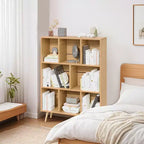 Hyleory Étagère Décorative de 80 cm, Bibliothèque, Étagère de Rangement à 3 Niveaux et 8 Modules avec 4 Pieds en Bois Massif