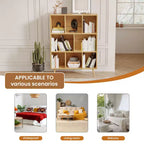 Hyleory Étagère Décorative de 80 cm, Bibliothèque, Étagère de Rangement à 3 Niveaux et 8 Modules avec 4 Pieds en Bois Massif
