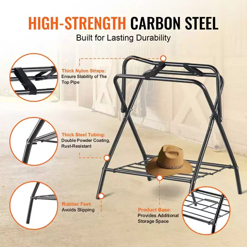Support de selle pliable VEVOR, 71 x 48 x 95 cm, lot de 2 supports de selle autoportants pour chevaux, support de selle robuste en acier pour selles anglaises et western