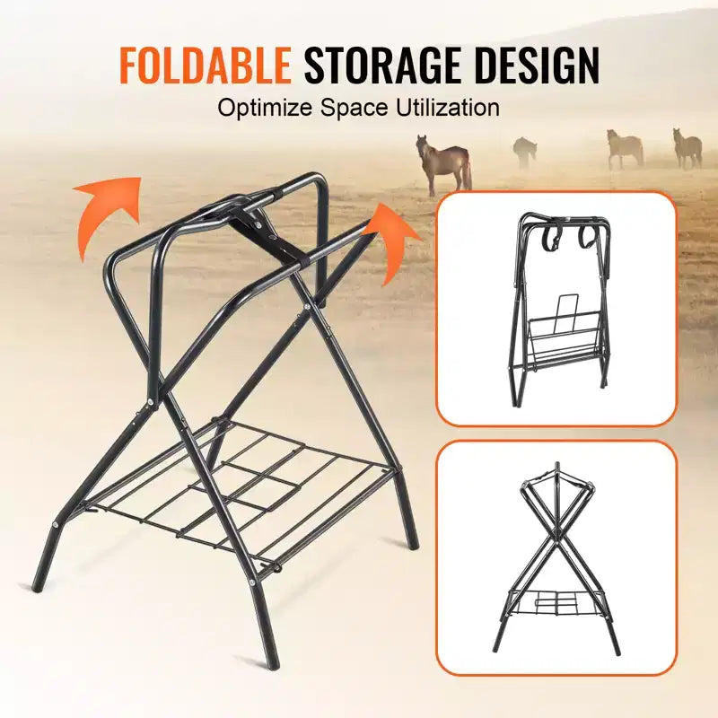 Support de selle pliable VEVOR, 71 x 48 x 95 cm, lot de 2 supports de selle autoportants pour chevaux, support de selle robuste en acier pour selles anglaises et western