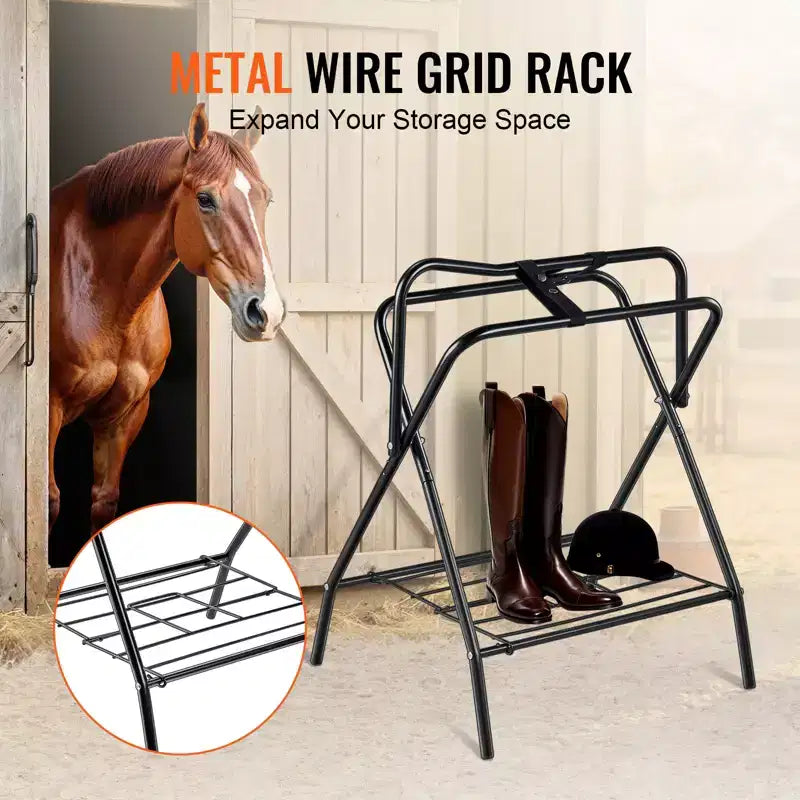 Support de selle pliable VEVOR, 71 x 48 x 95 cm, lot de 2 supports de selle autoportants pour chevaux, support de selle robuste en acier pour selles anglaises et western