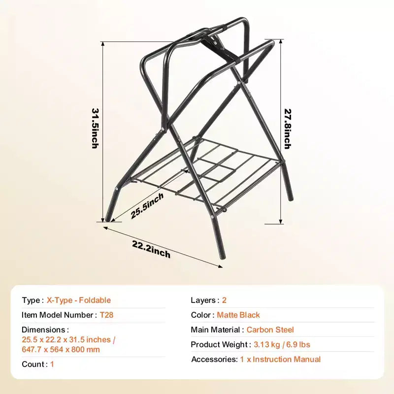 Support de selle pliable VEVOR, 71 x 48 x 95 cm, lot de 2 supports de selle autoportants pour chevaux, support de selle robuste en acier pour selles anglaises et western