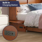 Lit escamotable Mjkone Queen Size avec chargement USB, tiroir de rangement et matelas