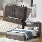 Lit escamotable Mjkone Queen Size avec chargement USB, tiroir de rangement et matelas