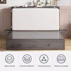 Lit escamotable Mjkone Queen Size avec chargement USB, tiroir de rangement et matelas