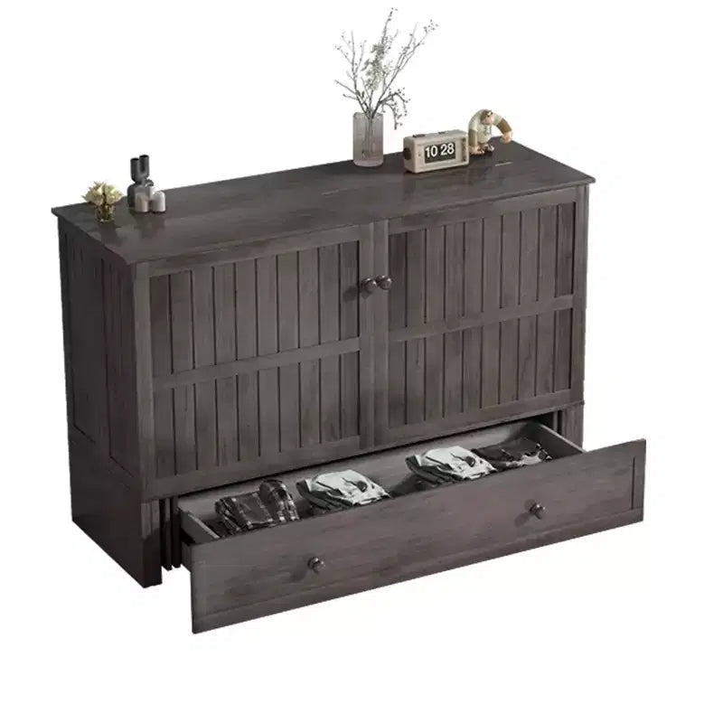 Lit escamotable Mjkone Queen Size avec chargement USB, tiroir de rangement et matelas