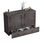 Lit escamotable Mjkone Queen Size avec chargement USB, tiroir de rangement et matelas