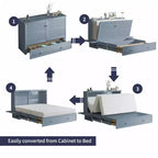 Lit escamotable Mjkone Queen Size avec chargement USB, tiroir de rangement et matelas