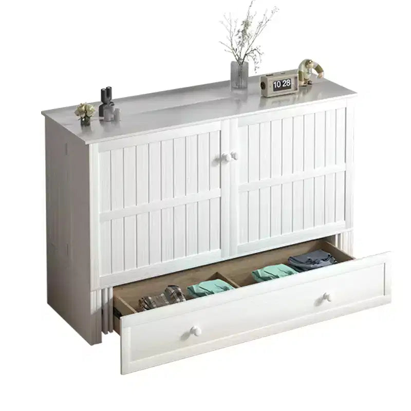 Lit escamotable Mjkone Queen Size avec chargement USB, tiroir de rangement et matelas
