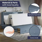 Lit escamotable Mjkone Queen Size avec chargement USB, tiroir de rangement et matelas