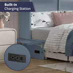 Lit escamotable Mjkone Queen Size avec chargement USB, tiroir de rangement et matelas