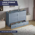Lit escamotable Mjkone Queen Size avec chargement USB, tiroir de rangement et matelas